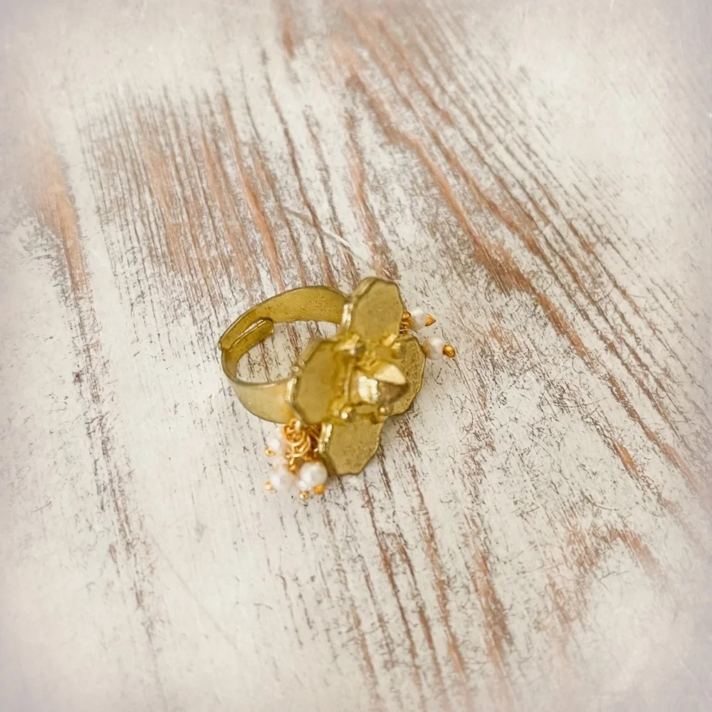 Boho Chic Flower Antique Gold Adjustable R…